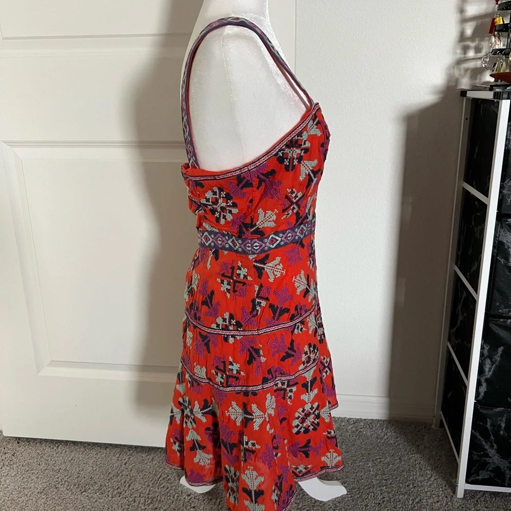 Rare! NWOT Anthropologie Dark Orange Embroidered Dress 8 - Picture 8 of 12